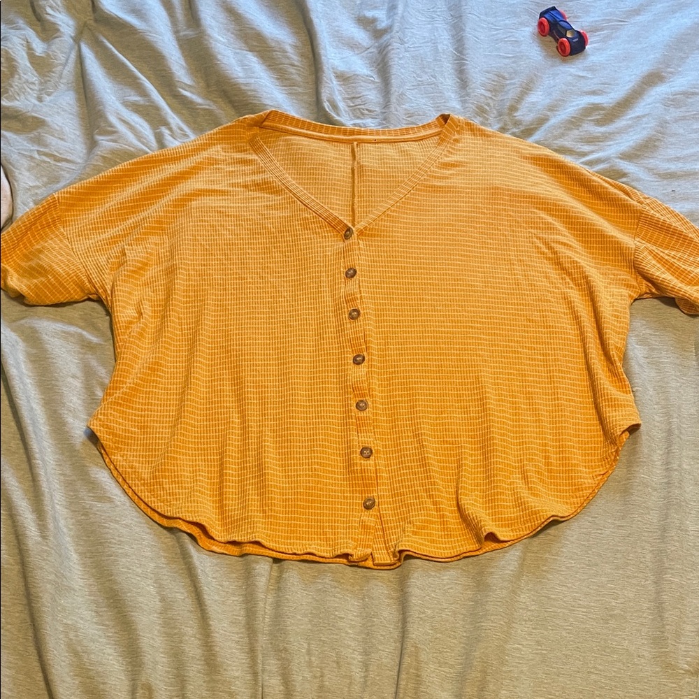 Yellow Slouchy Button-Up Top